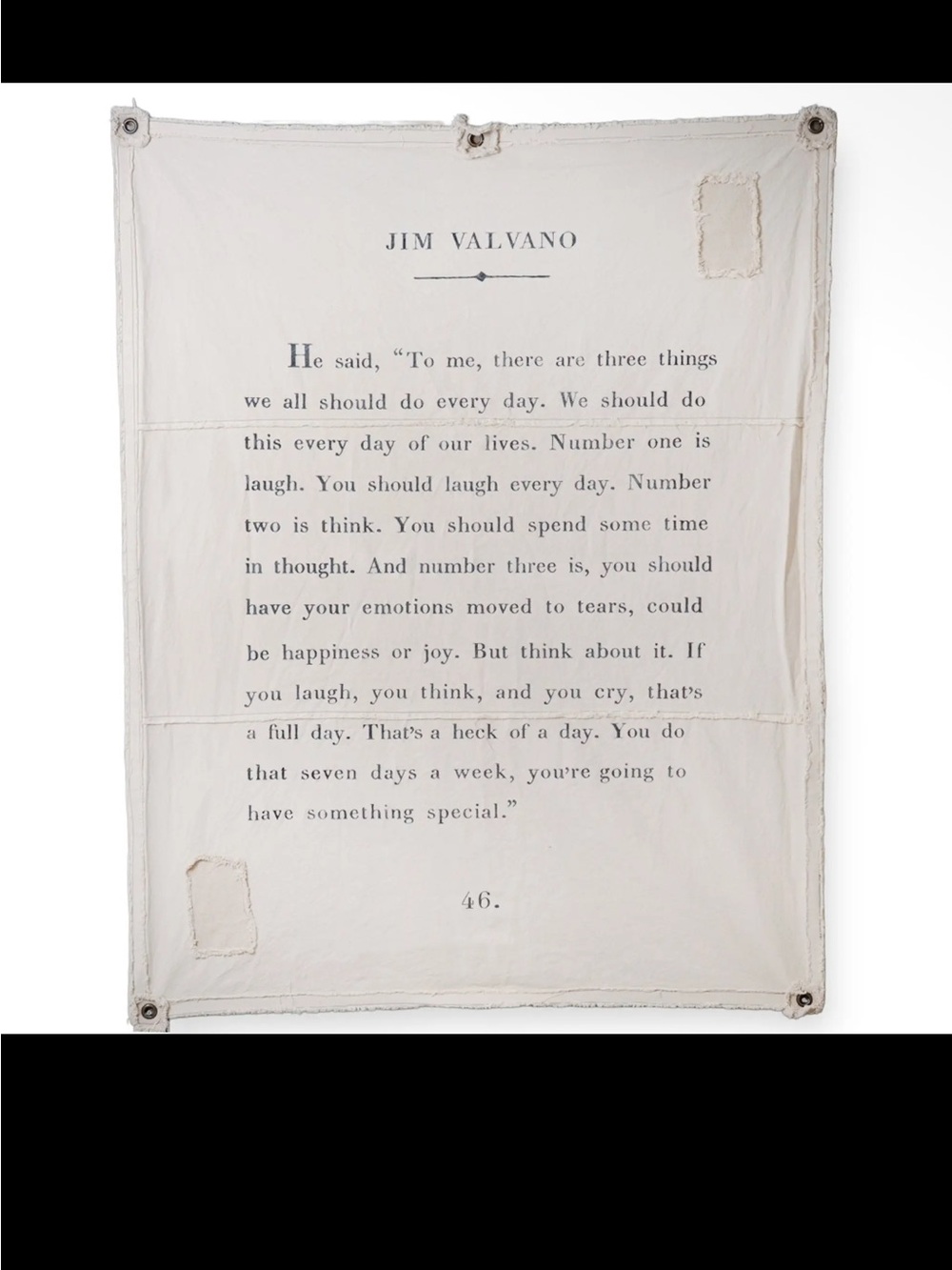 Jim Valvano Quote Wall Canvas Tapestry in Cream Sugarboo